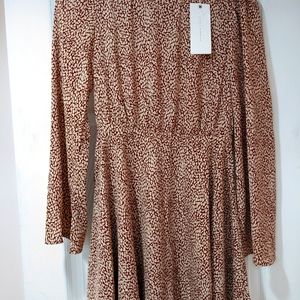 Leopard print wine/blush cinch waist dress